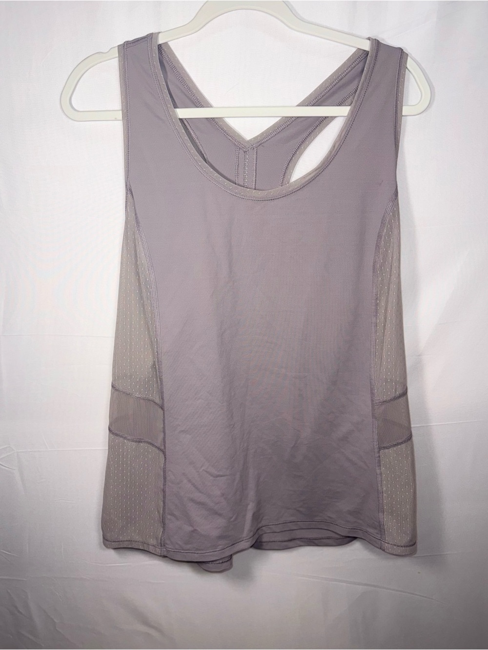 Lululemon Women’s Grey/Lavender Mesh-Panel Razor Back Tank Top Size Large